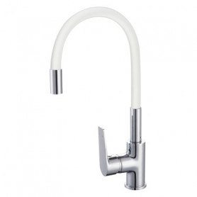 GRIFO MONOMANDO FREGADERO MOD. ARTIC CAÑO FLEXIBLE BLANCO