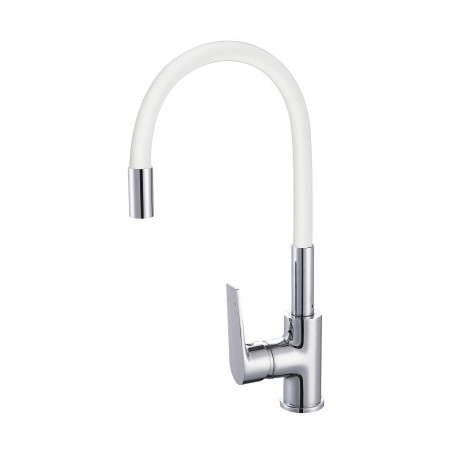 GRIFO MONOMANDO FREGADERO MOD. ARTIC CAÑO FLEXIBLE BLANCO