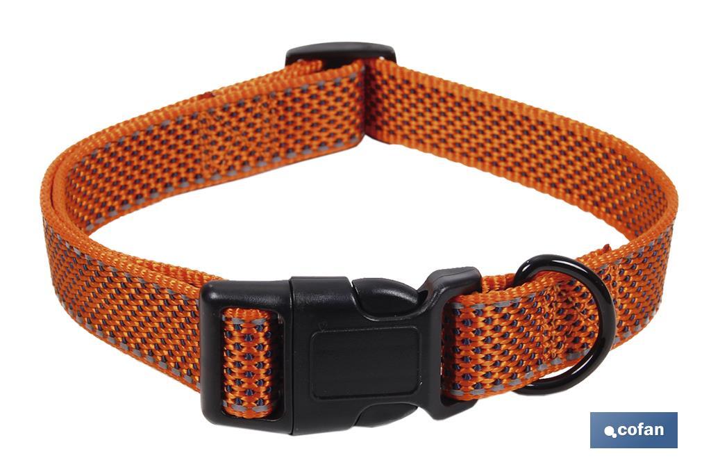 COLLAR PARA PERROS REFLECTANTE NARANJA  1,5 X 30-45 CM