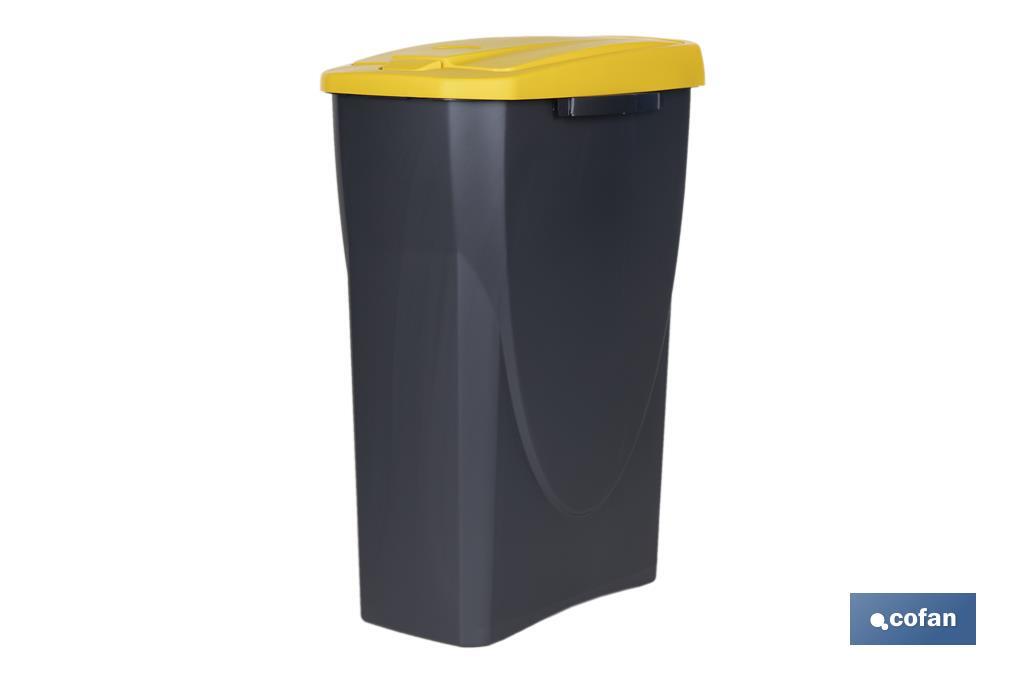 CUBO DE BASURA PARA RECICLAR 25 LITROS COLOR AMARILLO 21.5 X 36 X 51 CM