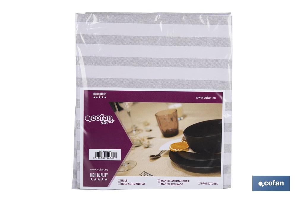 MANTEL ANTIMANCHAS RAYAS BEIGE Y BLANCAS   1,40 X 2,50