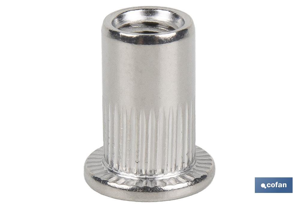 TUERCAS REMACHABLES RANURADAS ANCHAS INOX A-2 M4 (PACK: 1000 UDS)