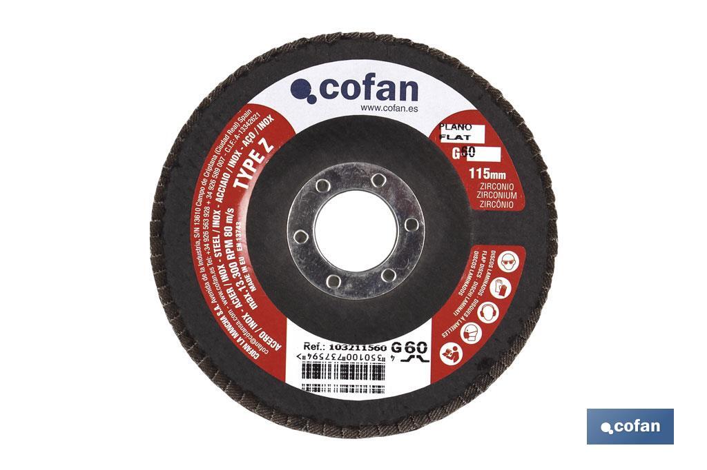 DISCO LAMINADO ESTANDAR PLANO 115 MM. G-60 ZIRCONIO (PACK: 5 UDS)