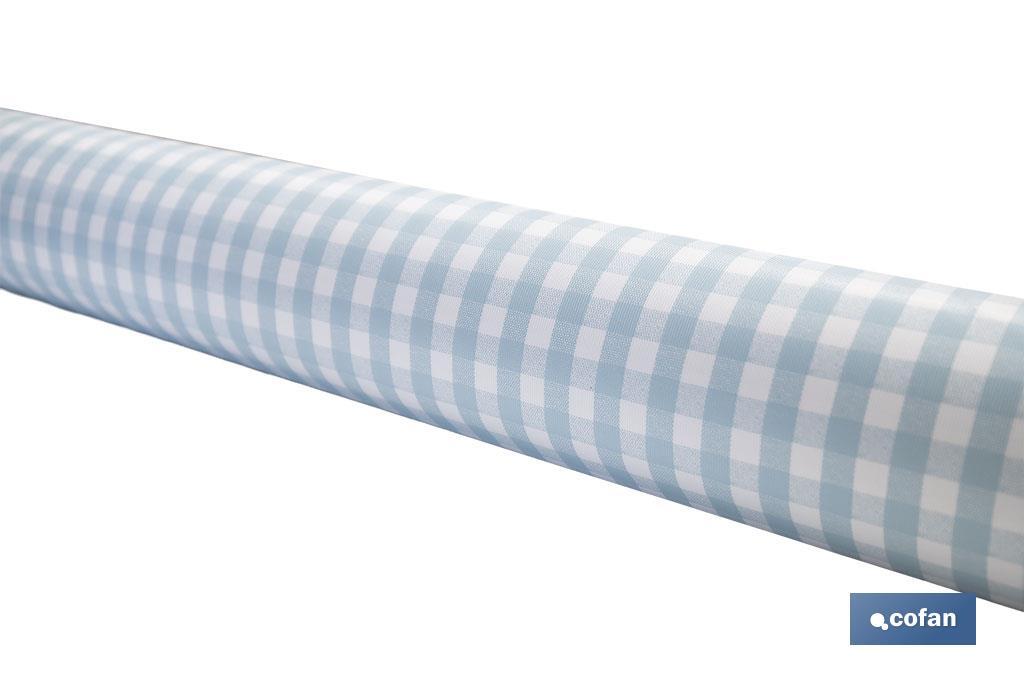ROLLO DE MANTEL ANTIMANCHAS CUADROS AZULES 1,40 X 20 M (PACK: 1 UDS)
