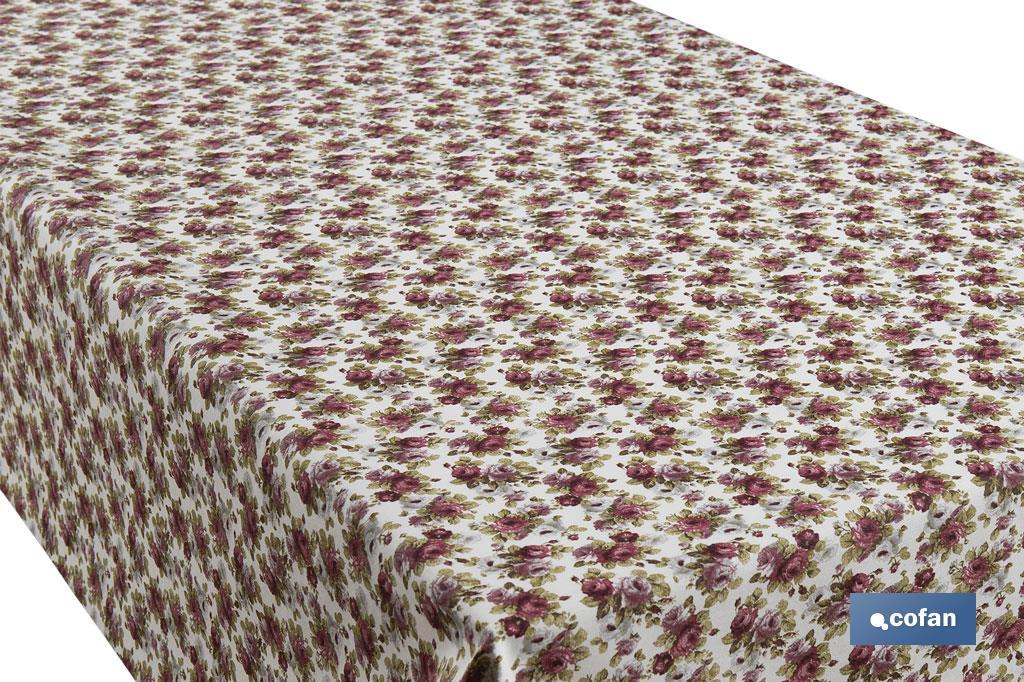 ROLLO MANTEL ANTIMANCHAS RESINADO 50% ALGODON/50% POLIESTER. ROSAS 1,40 x 25 M (PACK: 1 UDS)