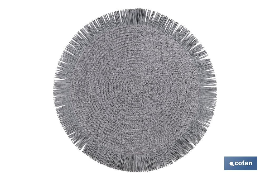 BAJOPLATO REDONDO FLECOS COLOR GRIS  MEDIDA 38 CM (PACK: 6 UDS)