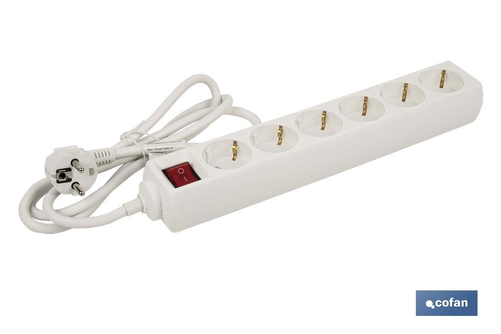 BASE MÚLTIPLE 6T. 1,4M CABLE C/INT. (16A-250V) (PACK: 1 UDS)