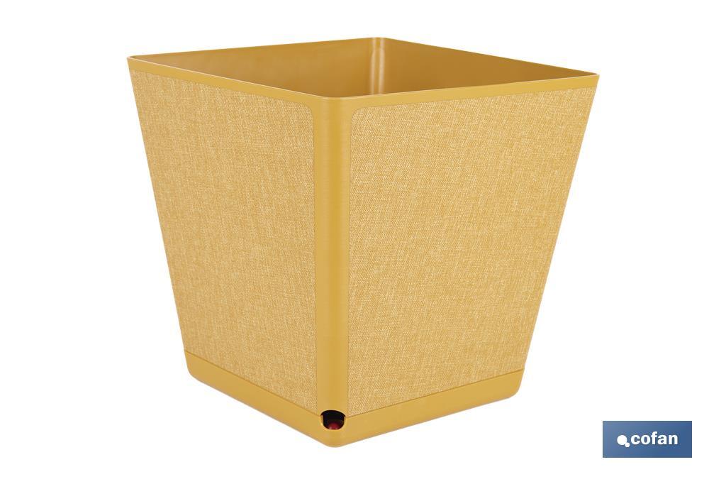 MACETA O MACETERO GAMA TEXTIL CUADRADA COLOR MOSTAZA PP 238 X 238 X 240 MM 9 L (PACK: 4 UDS)