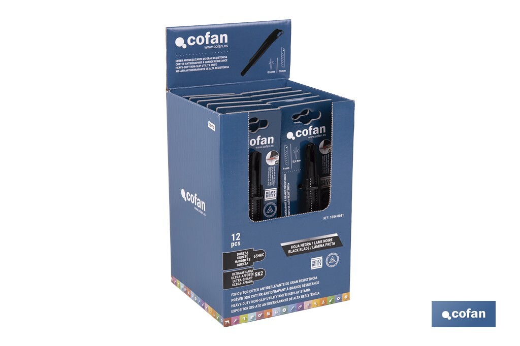 EXPOSITOR DE CÚTER ANTIDESLIZANTE HEAVY DUTY 9 MM 12 UDS.