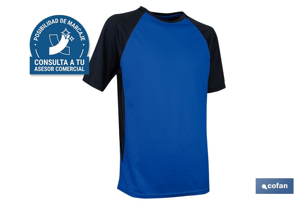 CAMISETA TRANSPIRABLE MODELO PILOTE AZUL-NEGRA 160 g/m2 TALLA-L