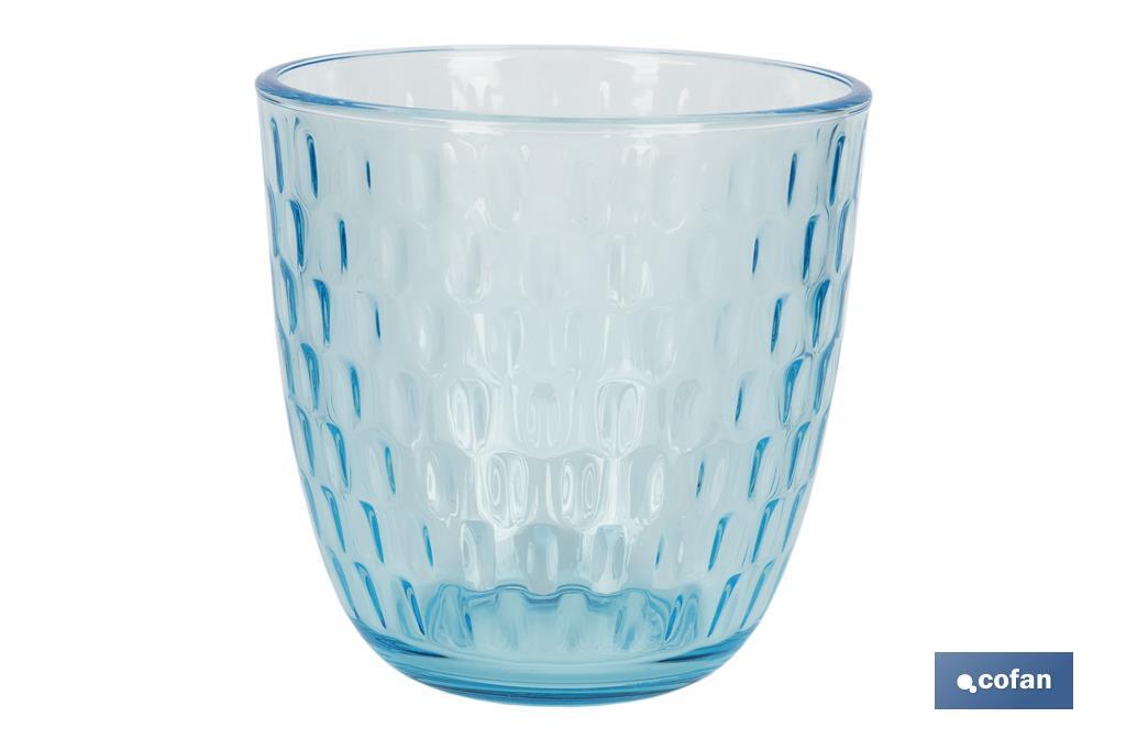 PACK 6 VASOS DE AGUA VIDRIO 29 CL COLOR AZUL MODELO ÓPALO