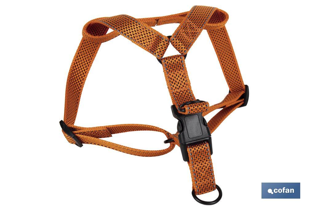 ARNES PARA PERROS REFLECTANTE NARANJA  1,5 X 30-50 CM