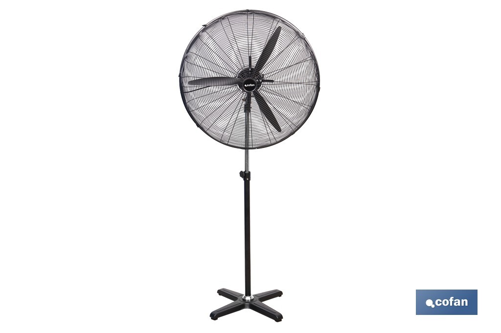 VENTILADOR INDUSTRIAL DE PIE OSCILANTE NEGRO CON 3 VELOCIDADES Ø75 CM 200 W
