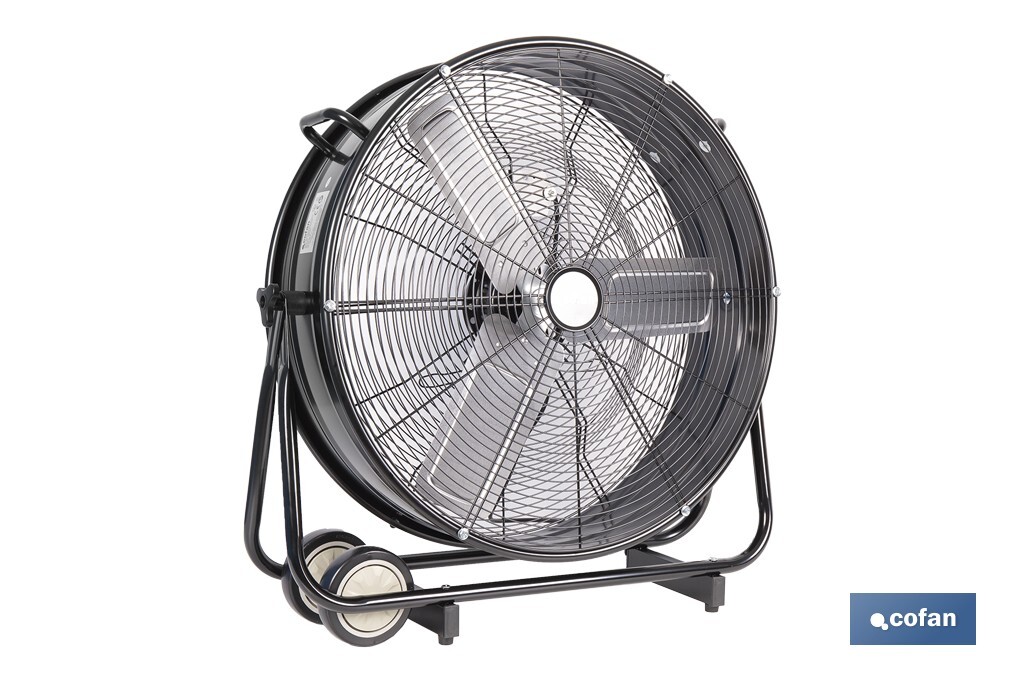 VENTILADOR INDUSTRIAL DE SUELO OSCILANTE NEGRO CON 3 VELOCIDADES Ø60 CM 250 W