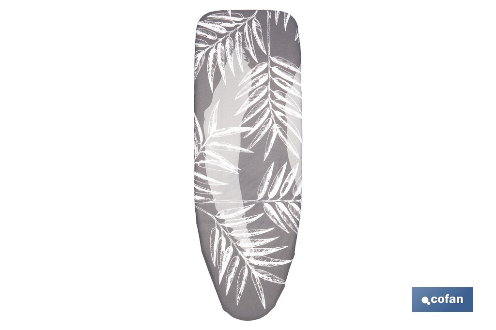 FUNDA ACOLCHADA PARA TABLA DE PLANCHAR 135 X 53 CM  RAMAS BEIGE BITONO