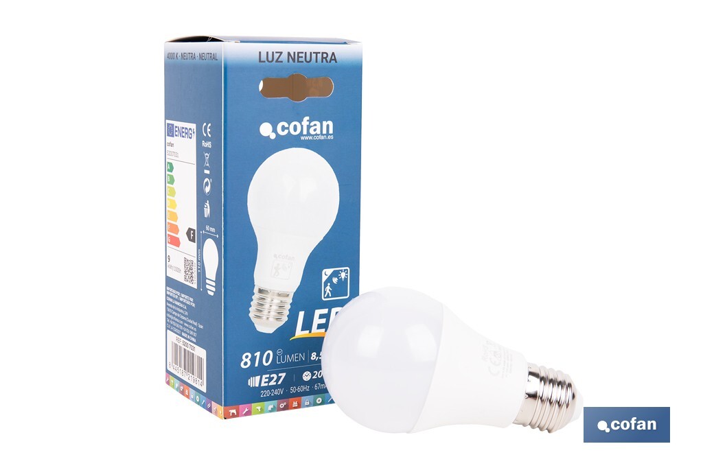 BOMBILLA CLASIC SENSOR E27 8.5W 810LM 4000K (PACK: 1 UDS)