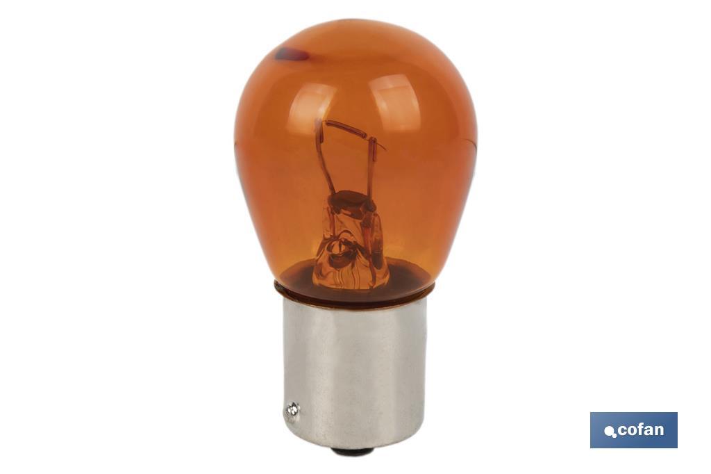 Lámpara de 1 polo 12 V 21 W | Casquillo de tipo BA15s | Bombilla P21W | Color ámbar