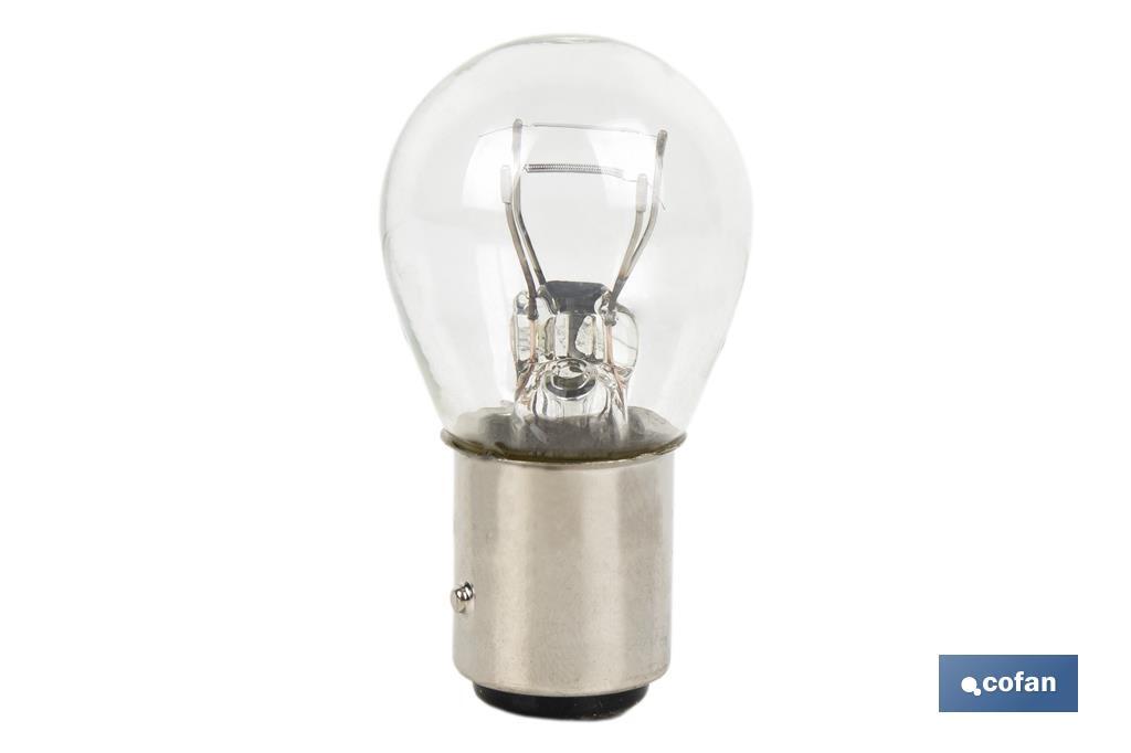 Lámpara de 2 polos descentrada 12 V | Casquillo de tipo BAZ15 | Bombilla P21/5w | Color blanco