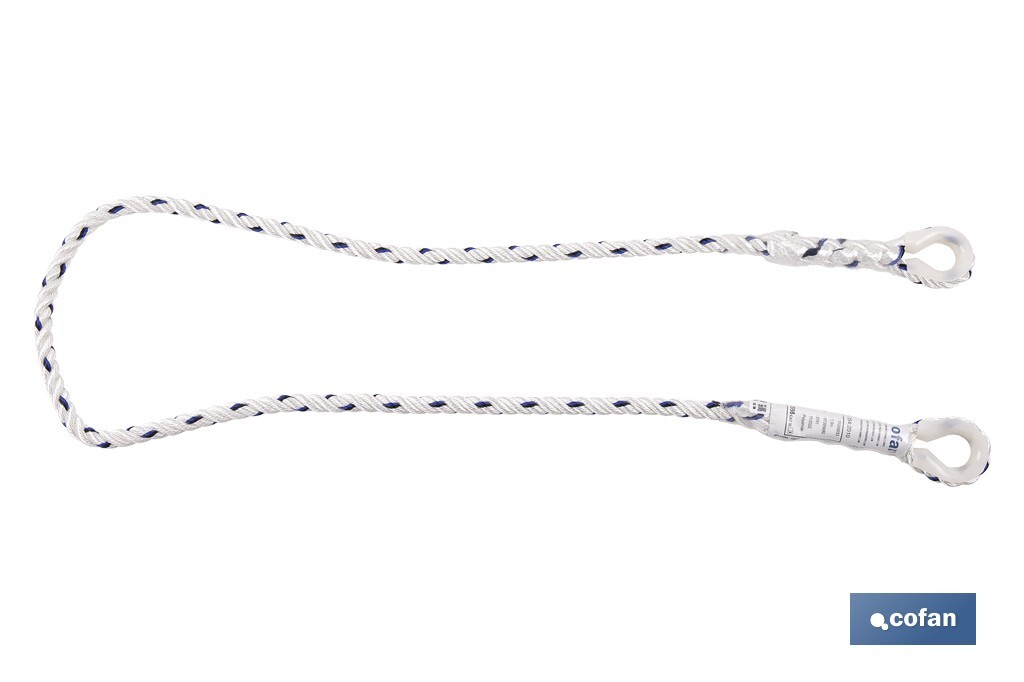Cuerda de seguridad para Arnés | Medida en 1,5 m | Ø 12 mm | Con Hebillas y Guardacabos